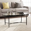 Maklaine Contemporary Oval Glass Top Cocktail Table in Black