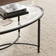 Maklaine Contemporary Oval Glass Top Cocktail Table in Black