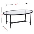 Maklaine Contemporary Oval Glass Top Cocktail Table in Black