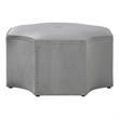 Maklaine Velvet Upholstered Octagon Cocktail Ottoman in Gray