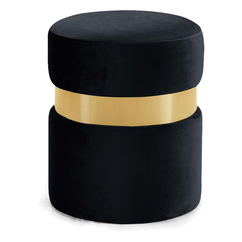 Maklaine Modern / Contemporary Velvet Ottoman/Stool in Black
