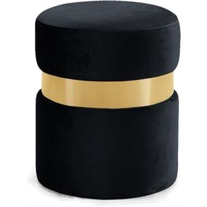 Maklaine Modern / Contemporary Velvet Ottoman/Stool in Black