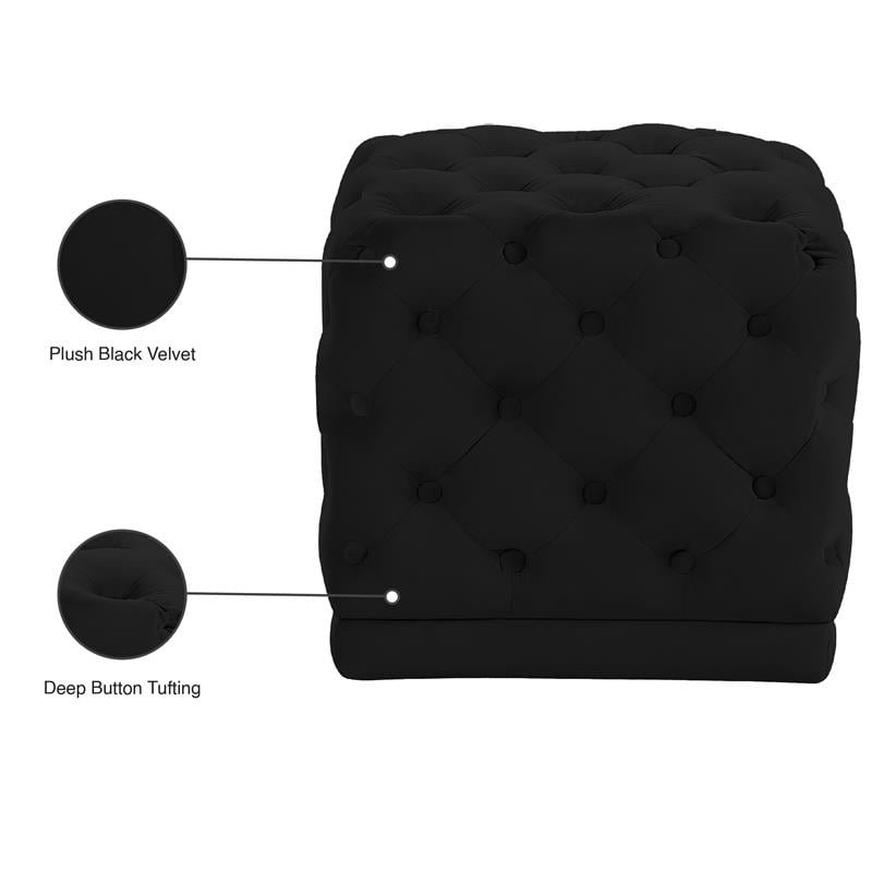 Maklaine Modern / Contemporary Velvet Ottoman/Stool in Black