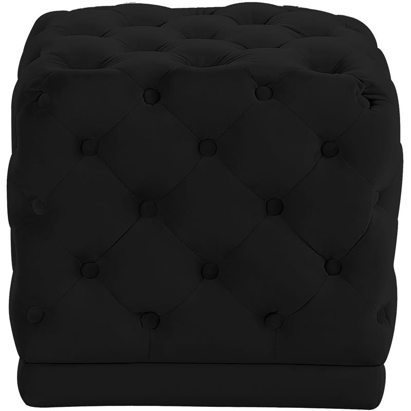 Maklaine Modern / Contemporary Velvet Ottoman/Stool in Black