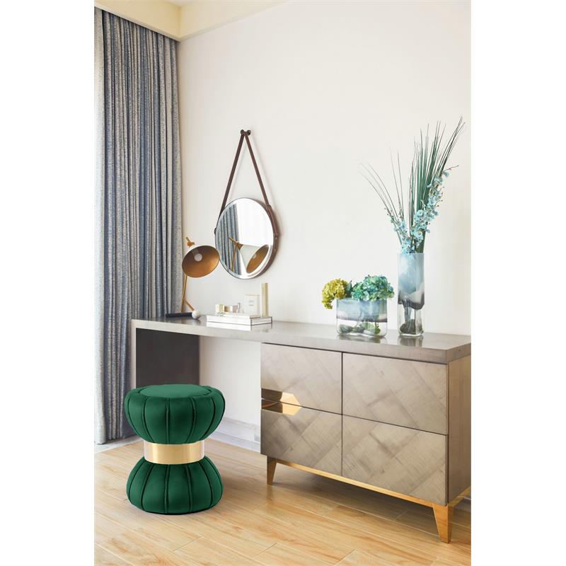 Maklaine Modern / Contemporary Velvet Ottoman/Stool in Green