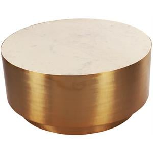 Maklaine Modern / Contemporary Marble Coffee Table in Gold Finish