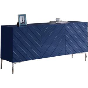 Maklaine Contemporary Solid Wood Sideboard Buffet in Navy Lacquer