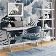 Maklaine Modern Stainless Steel Base Writing Desk in White/Chrome