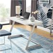 Maklaine Modern Stainless Steel Base Writing Desk in White/Chrome