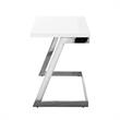 Maklaine Modern Stainless Steel Base Writing Desk in White/Chrome
