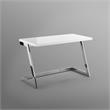 Maklaine Modern Stainless Steel Base Writing Desk in White/Chrome