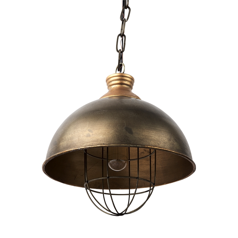 Maklaine Farmhouse Style Silver Toned Metal Dome Pendant Light