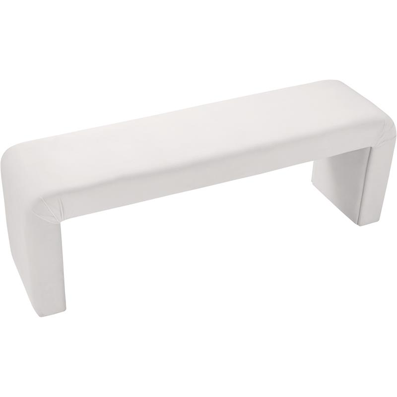Maklaine Modern / Contemporary Upholstered Cream Velvet Bench