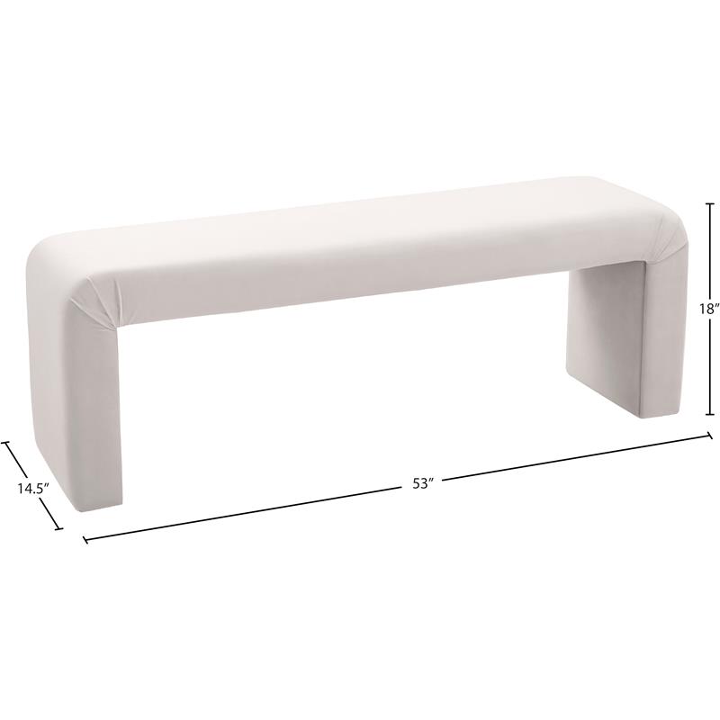 Maklaine Modern / Contemporary Upholstered Cream Velvet Bench