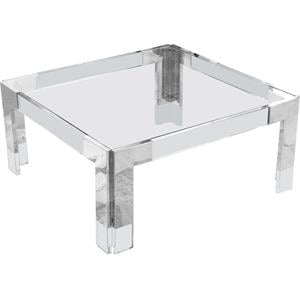 Maklaine Contemporary Squared Glass Top Coffee Table in Chrome