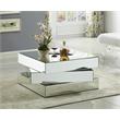 Maklaine Contemporary Stacked Design Mirrored Glass Coffee Table