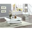 Maklaine Contemporary Stacked Design Mirrored Glass Coffee Table