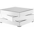 Maklaine Contemporary Stacked Design Mirrored Glass Coffee Table