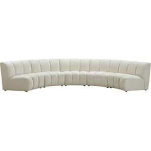 Maklaine Modern / Contemporary Cream Velvet 5pc. Modular Sectional