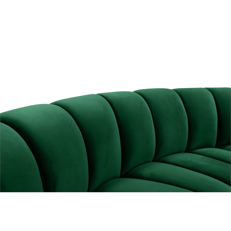 Maklaine Modern / Contemporary Green Velvet 2pc. Modular Sectional