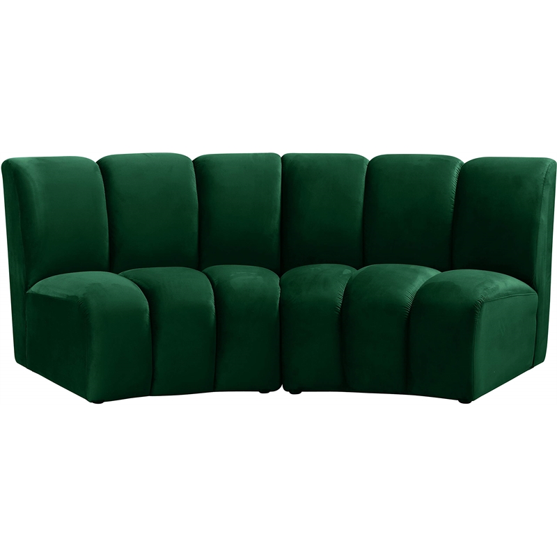 Maklaine Modern / Contemporary Green Velvet 2pc. Modular Sectional