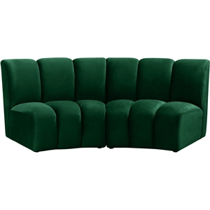 Maklaine Modern / Contemporary Green Velvet 2pc. Modular Sectional