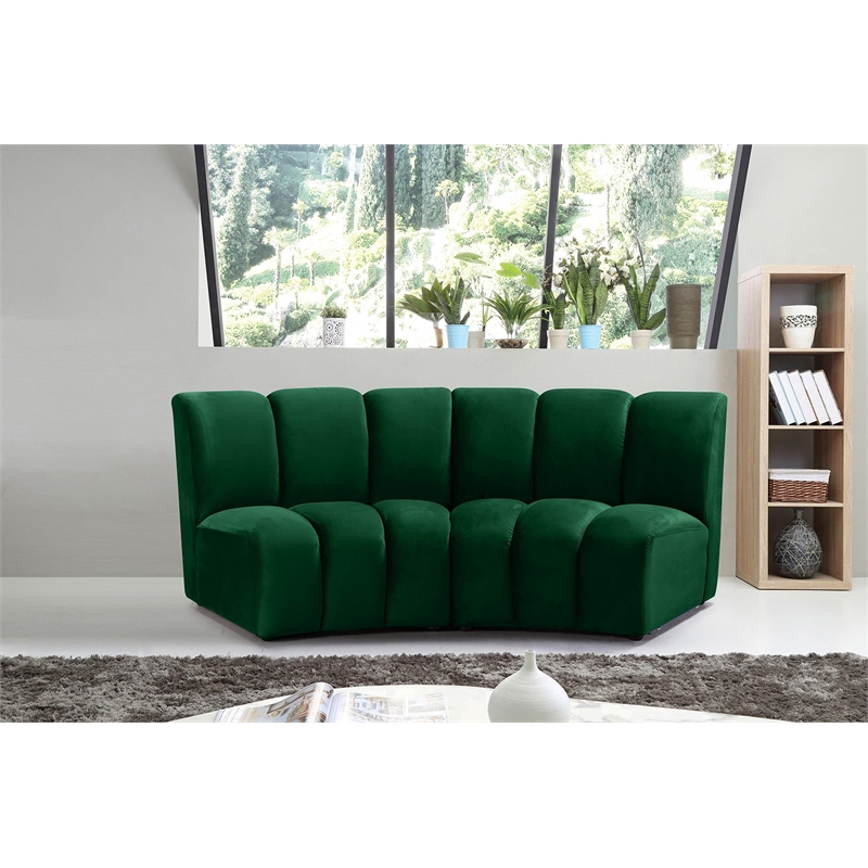 Maklaine Modern / Contemporary Green Velvet 2pc. Modular Sectional
