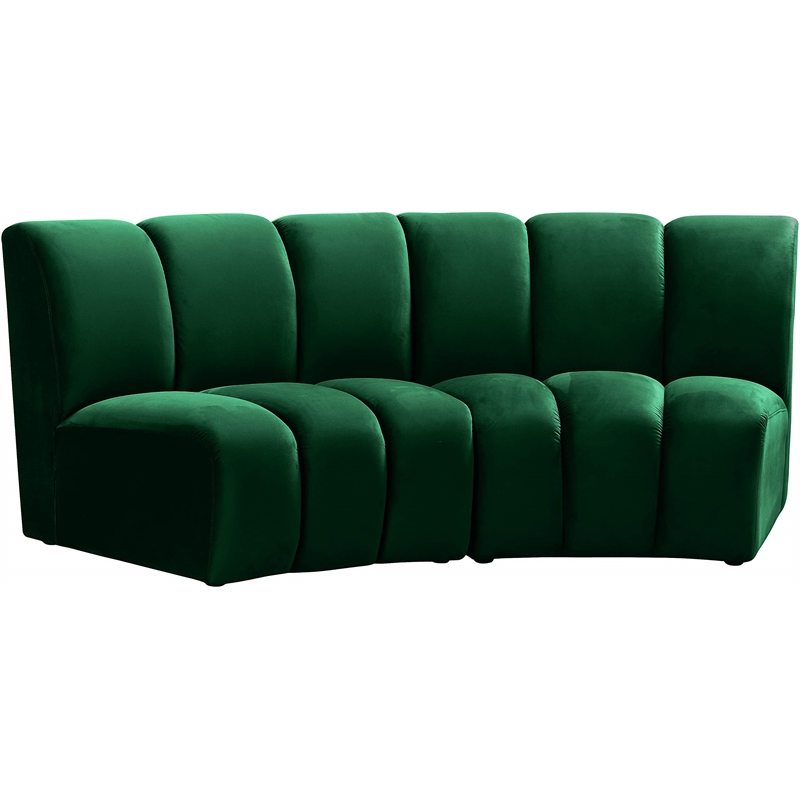 Maklaine Modern / Contemporary Green Velvet 2pc. Modular Sectional