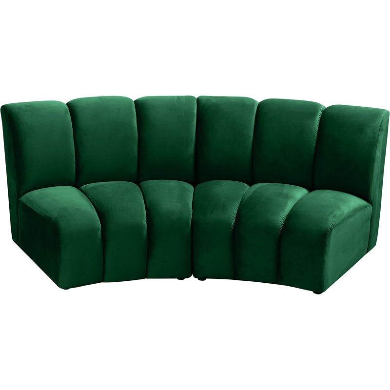 Maklaine Modern / Contemporary Green Velvet 2pc. Modular Sectional