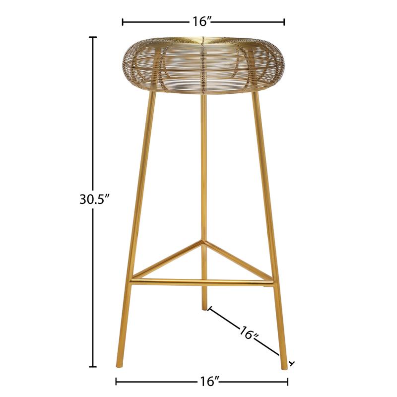 Maklaine Modern / Contemporary Rich Gold Finish Metal Bar Stool