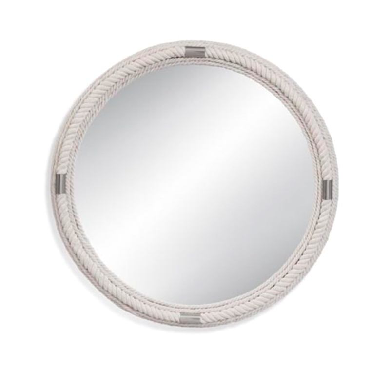 Maklaine Coastal Wall Mirror in White Finish Engineered Wood