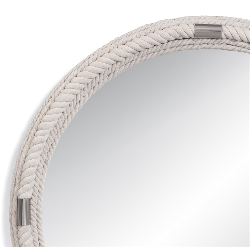 Maklaine Coastal Wall Mirror in White Finish Engineered Wood