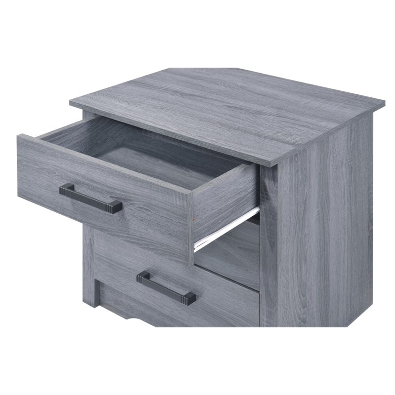 Maklaine Engineered Wood Contemporary 3 Drawer Nightstand in Gray