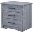 Maklaine Engineered Wood Contemporary 3 Drawer Nightstand in Gray