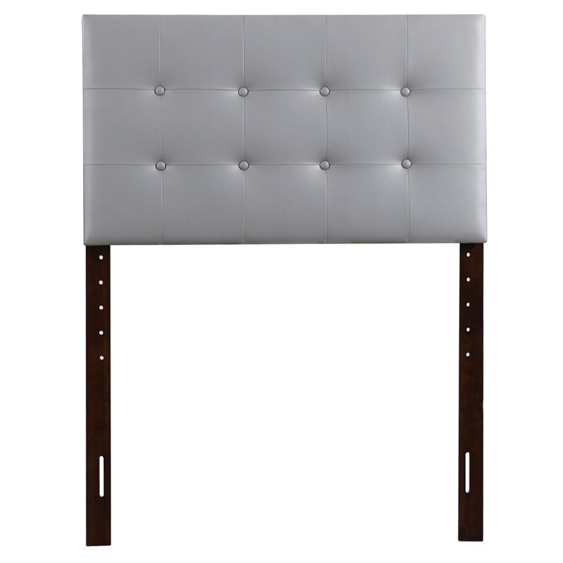 Maklaine Faux Leather Upholstered Twin Headboard in Light Gray