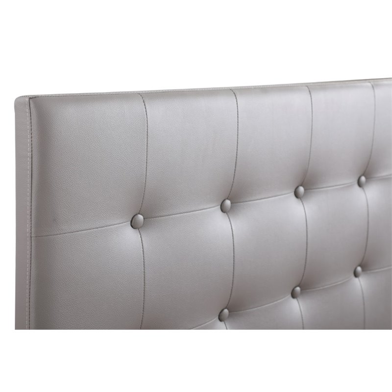 Maklaine Faux Leather Upholstered Twin Headboard in Light Gray