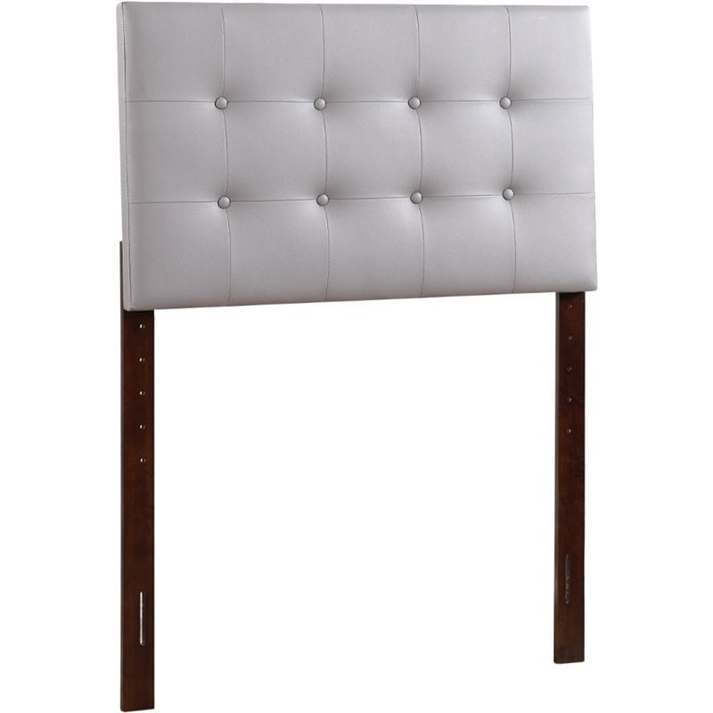 Maklaine Faux Leather Upholstered Twin Headboard in Light Gray