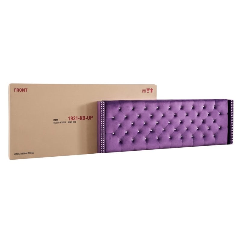 Maklaine Transitional Twill Fabric Upholstered King Bed in Purple