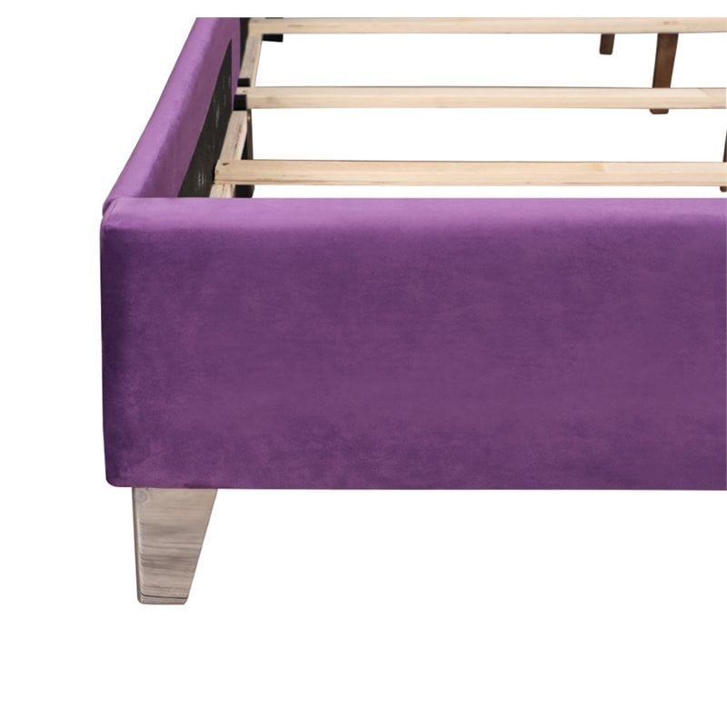 Maklaine Transitional Twill Fabric Upholstered King Bed in Purple
