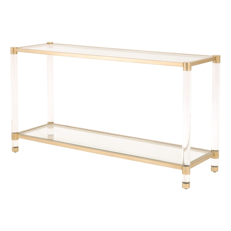 Maklaine Transitional Metal Console Table in Brushed Brass Finish