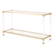 Maklaine Transitional Metal Console Table in Brushed Brass Finish
