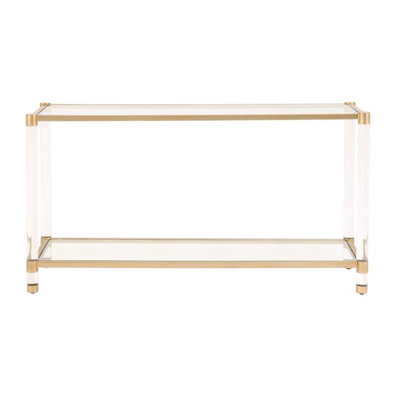Maklaine Transitional Metal Console Table in Brushed Brass Finish