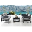 Maklaine 4-Piece Outdoor Fabric Outdoor Conversation Set in Gray
