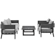 Maklaine 4-Piece Outdoor Fabric Outdoor Conversation Set in Gray