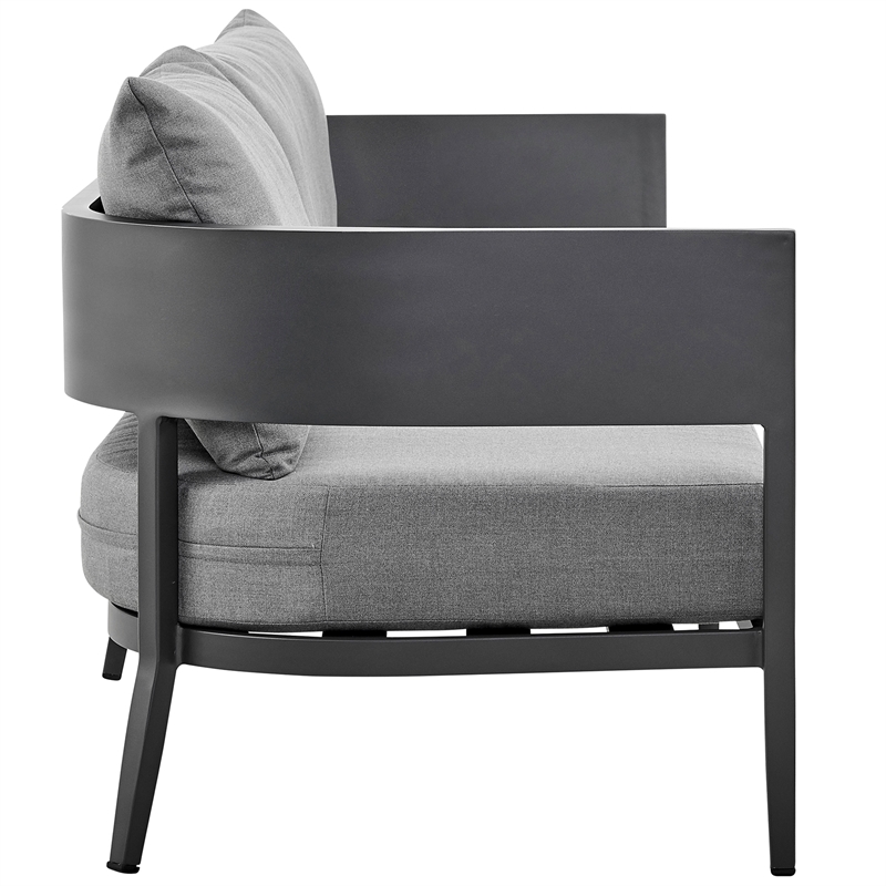 Maklaine 4-Piece Outdoor Fabric Outdoor Conversation Set in Gray