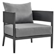 Maklaine 4-Piece Outdoor Fabric Outdoor Conversation Set in Gray