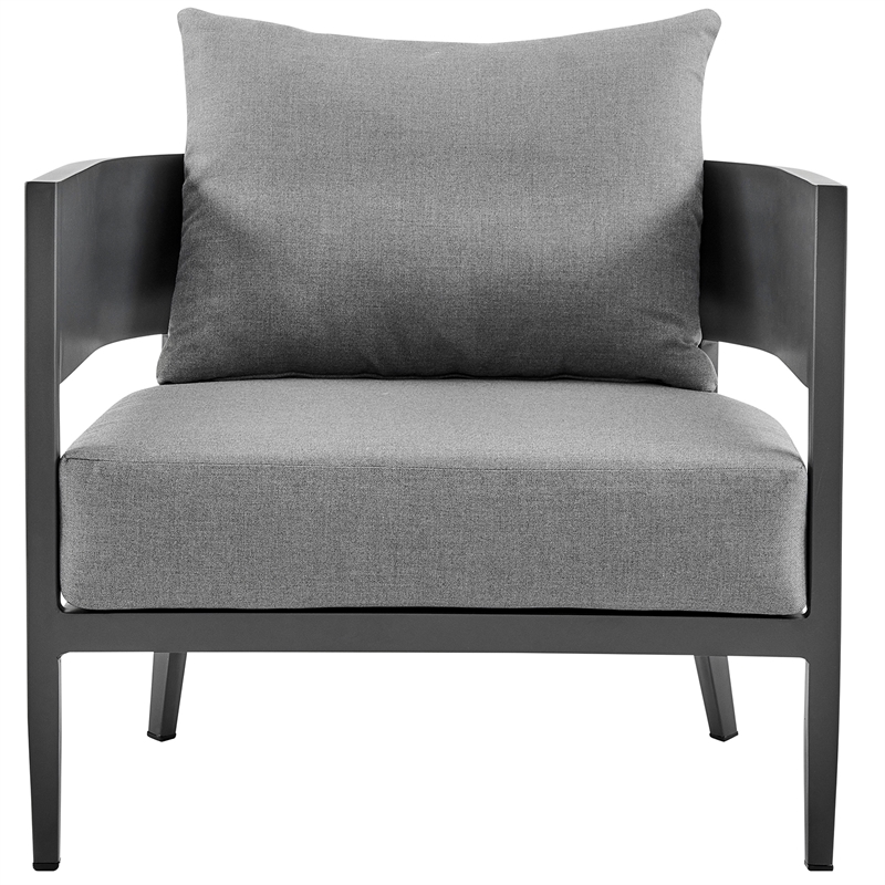 Maklaine 4-Piece Outdoor Fabric Outdoor Conversation Set in Gray