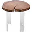 Maklaine Modern / Contemporary Live Edge Acacia Wood Top End Table