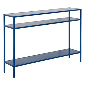 Maklaine Modern / Contemporary 42&quot Blue Finish Metal Console Table