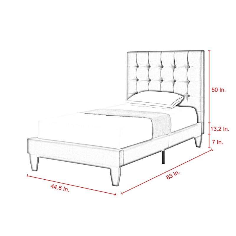 Maklaine Modern / Contemporary Navy Velvet Twin Button Tufted Bed